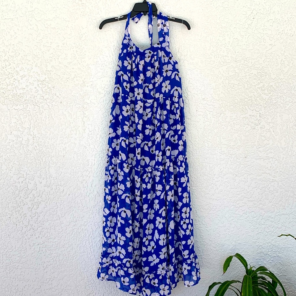 WHO WHAT WEAR halter lined  maxi dress  size L